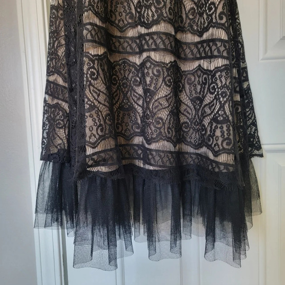 Mystree Sleeveless Dress Black Lace Crochet Tulle Hem Cocktail Party Date Sz S - Picture 4 of 8